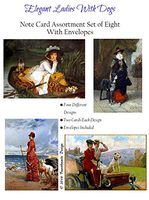 Elegant Ladies with Dogs Note Cards Set of 8 with Envelopes