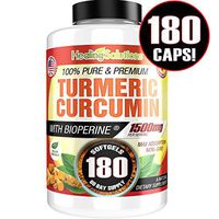 Turmeric Curcumin with Bioperine 1500mg (180 Capsules) Maximum Potency Pain Relief & Joint Support Supplement 95% Standardized Curcuminoids. Non-GMO Tumeric Gluten Free Turmeric with Black Pepper