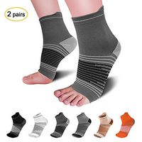 Compression Socks Sleeves (2 Pairs) for Heel Pain Relief, Best Compression Foot Sleeves with Arch Support for Plantar Fasciitis, Heel Pain, Foot & Ankle Support, Dark Grey M