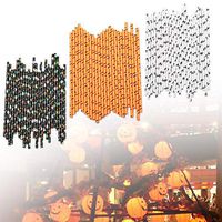 KyStudio 75 PCS Mixed Color Halloween Party Decorative Straws Durable Halloween Disposable Drink Paper Straws