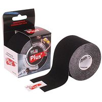 Nasara Plus Kinesiology Tape, Water Repellant - 1.9" x 16' (5cm x 5m) - Black - Therapeutic Sports Tape for Knee, Shoulder, Elbow, Muscle, Joints