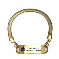 Pre-Engraved Gold Plated Chevron Pattern"Implanted Defibrillator" Medical ID Bracelets for Women