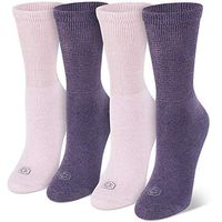 Doctor's Choice Women's Non-Binding Circulatory Diabetic 4 Pack Cushioned Crew Socks, Marled Pink & Purple, Shoe Size 4-10