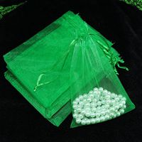 100pcs Drawstring Organza Gift Pouches for Wedding Party Favor, Gift,Jewelry, Candy, Tulle Bags (Dark Green)