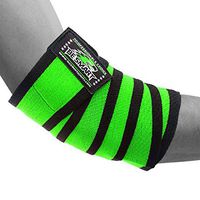 BeSmart Heavy Duty Elbow Sleeves Support Wraps Straps Gym Power Weight Lifting Pair (Green 1 Stripe, One Size)