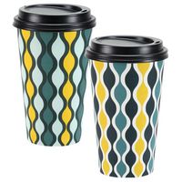 Party Dimensions Nicole 16 Count Hot/Cold Cup with Lid, Geometric, 16-Ounce, Multicolor