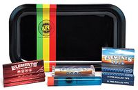Bundle - 9 Items - Elements Red 1 1/4 Rolling Papers (3 Packs), Elements Pre Rolled Tips (3 Packs), Elements 79mm Roller with Rolling Paper Depot Tray (Rasta Racer) and KewlTube