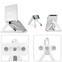 Laptop Stand Adjustable Portable Tablet Smartphone Holder - Multifunction Folding Bracket, Fits Notebooks from 10" - 17" and All Tablets, Smartphone(Enhanced, White)