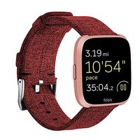 Lochita Watchbands - New Arrival for Fitbit Versa Wristband Wrist Strap Smart Watch Band Strap Soft Denim Watchband Replacement Smartwatch Band - (Band Color: Red)