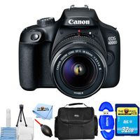 Canon EOS 4000D / Rebel T100 with EF-S 18-55mm f/3.5-5.6 III Starter Bundle with 32GB SD, Memory Card Reader, Gadget Bag, Blower, Microfiber Cloth & Cleaning Kit [International Version]