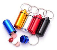 5PCS Different Color Aluminium Travel Mini Pill Box Keyring Waterproof Portable Bottle Container Cache Drug Medicine Holder Case Keychain