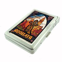 Perfection In Style Metal Cigarette Case with Built in Lighter Vintage Travel Posters Design 008