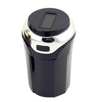 SSNsvj Car Auto Travel Solar Power LED Light Cigarette Smoking Ash Holder Cup Ashtray Black Silver