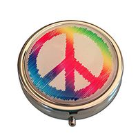 Peace Sign Three Section Small Pocket/Purse/Travel Pill Box Case