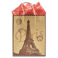 12-Pack Foldable Kraft Paper Gift Bags with Handles (Medium 10", Eiffel Tower) for Presents, Retails or Party Favors by TheDisplayGuys