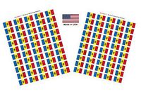 Made in USA! 100 Country Flag 1.5" x 1" Self Adhesive World Flag Scrapbook Stickers, Two Sheets of 50, 100 International Sticker Decal Flags Total (Moldova)