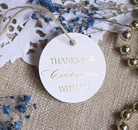 Thank You Gift Tags Gold Foil, Thank You Tags, 30-Pack, Wedding Tags, Paper Tags, Circle Tags, Off-White Paper, for Baby, 16 Birthday or Wedding Decor. (Golden3)