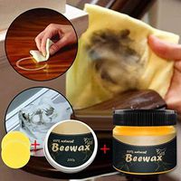 Beeswax Seasoning Solution Wood Polish All Purpose Beewax Wood Cleaning Furniture Care Wood Protection for Cutting Boards Bamboo Wooden Surfaces Renew Wood Conditioner (85g+200g+2 Sponge)