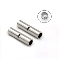 YXQ 120Pcs BN2 Non-Insulated Butt Connectors Terminal for 16-14 AWG Electrical Wire Seamless Uninsulated Connectors Crimp Ferrule Terminals