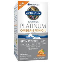 Garden of Life Omega 3 Fish Oil with Vitamin D Once Daily - Minami Platinum Natural Brain Function, Heart and Mood Supplement, 30 Softgels