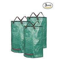 DOOLLAND Garden Waste Bag, 3 Pack 32 Gallons Collapsible and Reusable Gardening Containers Garden Leaf Waste Bag for Lawn and Leaf