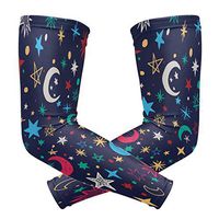LEVEIS Colorful Stars Moon Sports Compression Arm Sleeves for Baseball, Basketball, Football, Cycling, Golf 1 Pair 2 Sleeves