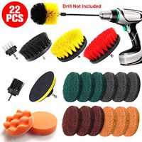 22 Piece Drill Brush Attachment Set, Power Scrubber Drill Brush Kit, Scrub Brush With Extend Long Attachment, Scrubing Pads Cleaning Kit For Tile Sealants, Bathtub, Sinks, Floor, Wheels, Carpe