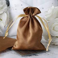 Tableclothsfactory 60PCS Antique Gold Satin Gift Bag Drawstring Pouch Wedding Favors Bridal Shower Jewelry Bags - 4"x 6"