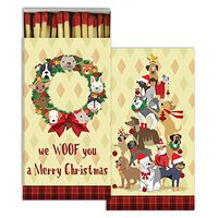 HomArt Large Decorative Candle and Fireplace Wood Matches | Holiday Dog | Set of 1
