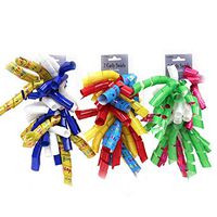 2 Pack Varnish Birthday Print Curly Swirl 0.71" Gift Bows - CASE of 48