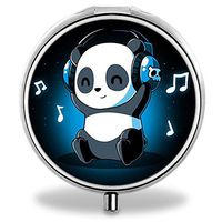 IMLONE Pill Organizer, Customized Panda Pill Boxes with 3 Components and Mirror for Travelling and Daily Needs