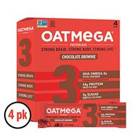 Oatmega Protein Bars, Chocolate Brownie, Healthy Snacks Made with Omega-3 and Grass-Fed Whey Protein, Gluten Free Protein Bars, 1.8oz (4 Count)