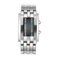 twbbt Men Creative Binary Matrix Blue LED Digital Watches 30M Waterproof Stainless Steel Electronic Wrist Watches