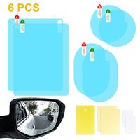6 PCS 3 Size Car Rearview Mirror Protective Film, HD Clear Rainproof Film Anti Glare Anti Fog Waterproof Film for Car Mirrors and Side Windows