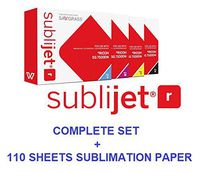 Sawgrass Sublijet-R Sublimation Ink cartridges for Ricoh SG 3110DN & 7100DN Printers.Complete Set (CMYK). Bundle with 110 Sheets of SUBLIMAX Sublimation Paper Made in Japan.