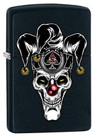 Zippo Lighter: Jester Skull - Black Matte 79959