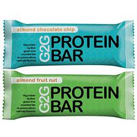 G2G Protein Bars 2 Boxes - Meal Replacement Bar to Support Clean Eating, Gluten Free - One Box Each of Almond Chocolate Chip and Almond Fruit Nut, 16 Bars