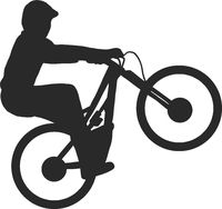 hBARSCI Mountain Bike Wheelie Vinyl Decal - 5 Inches - for Cars, Trucks, Windows, Laptops, Tablets, Outdoor-Grade 2.5mil Thick Vinyl - Matte Black