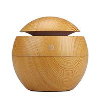 Cool Mist Aroma Diffuser with USB Plug, Wood Grain Painted Mini Size 130Ml Air Humidifier, Portable Desktop for Office, Home, Study, SPA(Light Color)