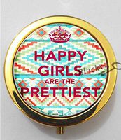 BlackKey Happy Girls Are The Prettiest 3-Compartment Decorative Pocket Gift Box Case Organizer for Pill, Color 2 -1494