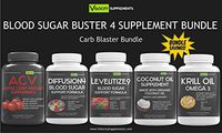 Blood Sugar Buster Supplement Bundle 4 Special - ACV Pills - DIFFUSION4_ LEVELITIZE9 Premium Blood Sugar Support Formula - Coconut Oil Pils - Krill Oil Pills