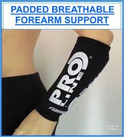 PADDED BREATHABLE FOREARM SUPPORT, This slip on support sleeve is manufactured using high quality, double thickness Breathable 2mm neoprene with additional padding provided by 6 mm foam inserts. Size = X.LARGE