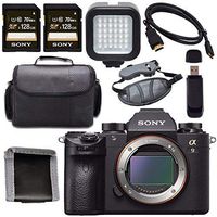 Sony ILCE9/B Alpha a9 Mirrorless Digital Camera ILCE9/B 128GB SDXC Card + Micro HDMI Cable + Carrying Case + Memory Card Wallet + Card Reader + Hand Strap + LED Light Bundle