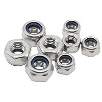 M2 Stainless Steel Nylon Insert Lock Nut,Right Hand,Metric,100-pieces