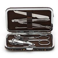 Nail Clipper Travel Set - 7 in 1 Stainless Steel Professional Nail Cutter Manicure Pedicure & Grooming Kits with Leather Case by KIRELNI for Men and Women