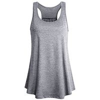 Amlaiworld Women Cotton Shirt Summer Camisole Sleeveless Sport Yoga Solid Flowy Racerback Tank Blouse Top Vest Gray