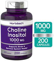 Horbaach Choline Inositol 1000 mg (200 Capsules) | Non-GMO, Gluten Free Supplement