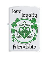 Zippo Custom Lighter - Claddagh Love Loyalty Friendship Heart - Regular White Matte