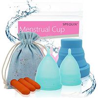 SPEQUIX Menstrual Cup Set of 2 (L&S) and 1 Sterilizer Cup w/ 3 Disposable Latex Finger Protections Extra Gift (Blue)