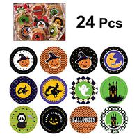 LUOEM 24pcs Halloween Favors Stickers Roll Skull Pumpkin Candy Stickers Halloween Trick or Treat Candy Bag Stuffer Filler for Kids - Pumpkins,Castles,Witches,Ghosts
